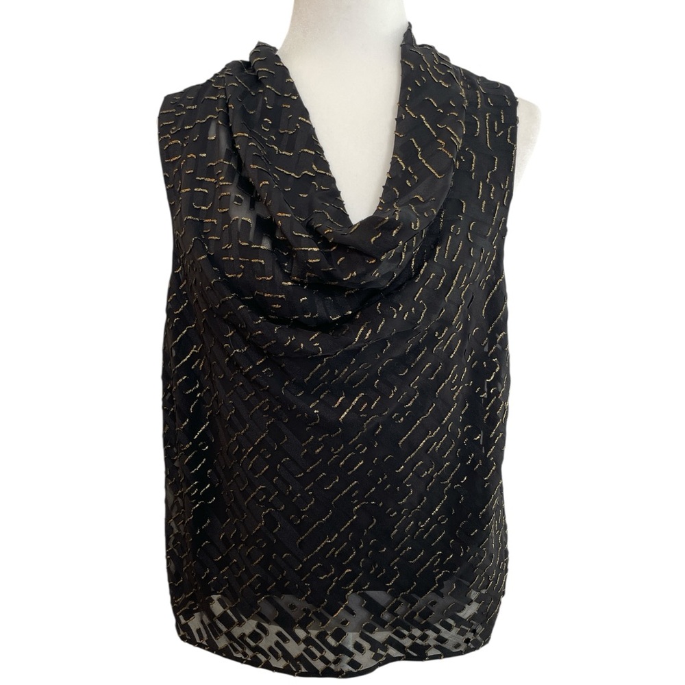 Donna Karan Black and Gold Women's Sleeveless Lined Top